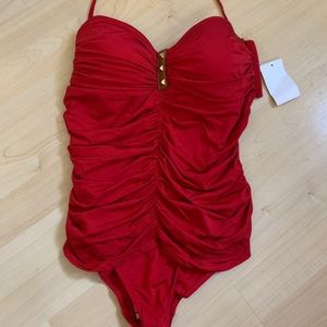Despi Red Rushed Swimsuit L New